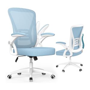 Silla de oficina con reposabrazos ajustables, azul