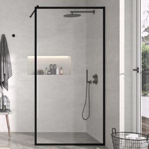 Panel fijo de ducha fresh perimetral negro mate - 79.5/80.5 cm