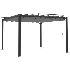 vidaXL cenador con techo de lamas tela antracita y aluminio 3x3 m