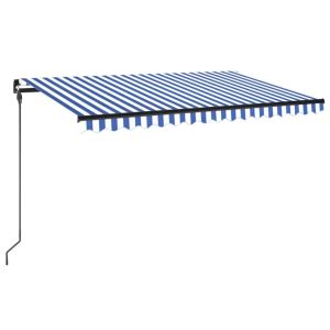 vidaXL toldo manual retráctil con LED azul y blanco 450x300 cm