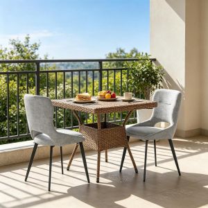 Silla de comedor gris de chenilla con respaldo ergonómico juego de 2