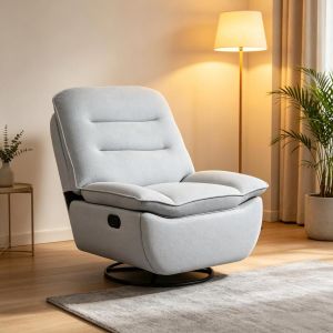 Sofá relax giratorio azul claro con reposapiés y almacenaje