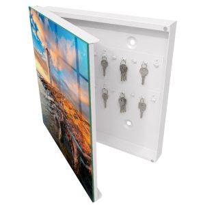 Guardallaves decorativo 30x30x5 faro, apertura izquierda blanca