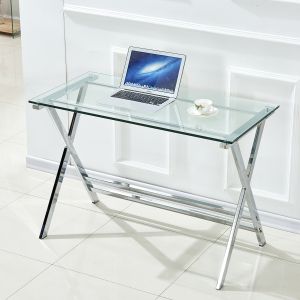 Mesa de ordenador para estudio y trabajo cristal transparente 76x110x55cm