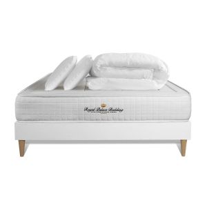 Pack cama completa - colchón 140x190cm + somier con láminas (kit) + 2 almoh