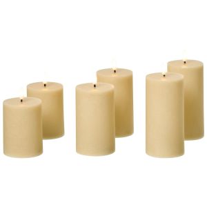 Conjunto de 6 velas LED braise 10/13/15 cm beige