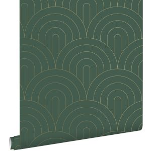 Estahome papel pintado arte deco verde esmeralda 53 cm x 10.05 m