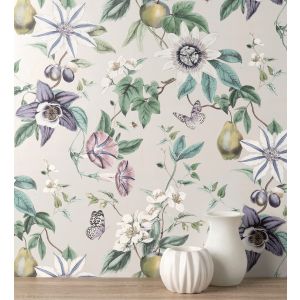 Papel pintado gaulan de flores y frutos  nácar 5.23m²