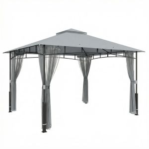 Cenador para jardín 360x300x275 cm metal, poliéster color gris Outsunny