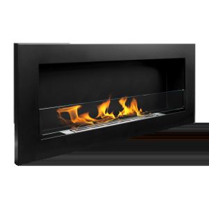 Chimenea bioetanol slim negra 90x40 cm con cristal