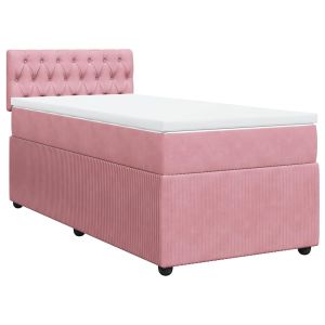 vidaXL cama box spring con colchón terciopelo rosa 80x200 cm