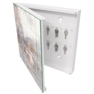 Armario para llaves decorativo 30x30x5, apertura izquierda blanca