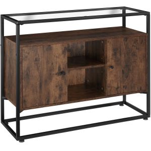 Aparador de estilo industrial 3 estantes 100x38x80,5 cm madera oscura