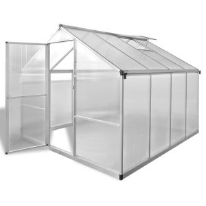 vidaXL invernadero de aluminio reforzado con estructura base 6,05 m²
