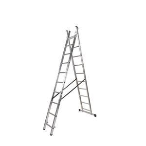 Escalera aluminio 2 tramos 7+7 pelda #241;os. Plegable, antideslizante, res