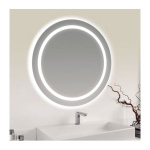 Espejo de baño LED redondo b-920 con luz frontal fría – ø 80 cm