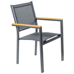Silla aluminio, textileno antracita apoyabrazos madera plastico