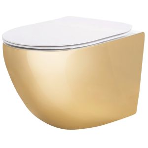 Rea taza de inodoro wc carlo mini tornado nfq gold white, 49x35,5x35 cm