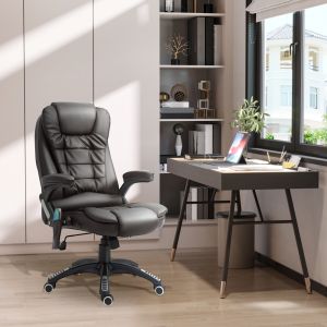 Silla oficina ergonómica marrón con masaje y calefacción
