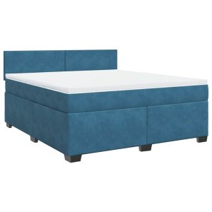 vidaXL cama box spring con colchón terciopelo azul 180x200 cm