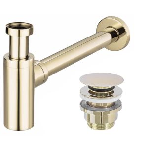 Rea sifón de lavabo klik-klak gold, 33,5x5x21 cm