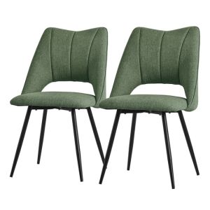 Juego de 2x sillas de comedor sillón tapizado  verde de poliéster