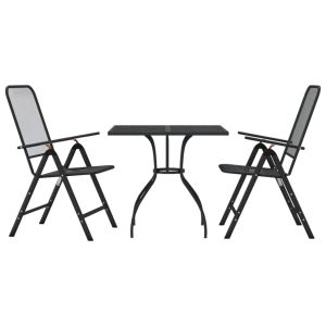 vidaXL juego de comedor de jardín 3 pzas malla metálica gris antracita