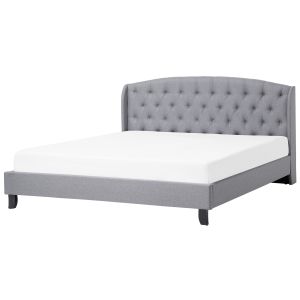 Cama tela bordeaux 180 x 200 cm gris claro