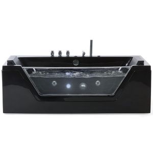 Bañera de hidromasaje LED esquinera samana 174 x 79 cm negro