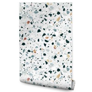 Papel Pintado Piedras De Colores Para Sala No Tejido 53cm x 10m