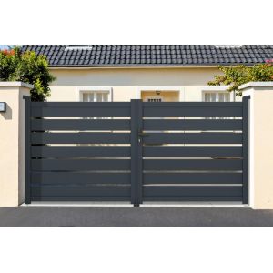 Puerta batiente regulable ancho 3m vogel h. 140cm aluminio gris