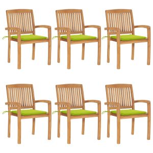 vidaXL sillas de jardín apilables 6 uds madera de teca con cojines