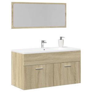 Juego de 2 piezas. Muebles de baño fabricados en madera de roble de sonoma
