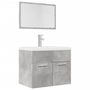 Set muebles de baño 2 piezas madera contrachapada gris hormigón(sin lavabo)