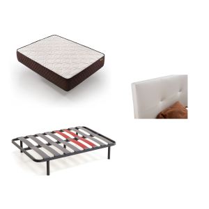 Pack colchón 180x190 y somier y cabecero blanco descansin