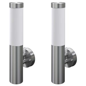 2 apliques de exterior, lámparas de pared, acero inoxidable