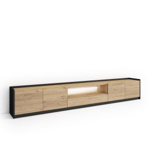 Mueble tv, 310x37x50cm, roble y negro, LED rf4869