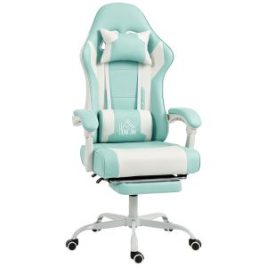 Silla gaming 63x66x134 cm PVC, metal color azul Homcom