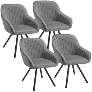 4 sillas de comedor giratoria 360º de terciopelo 58x58x82 cm gris