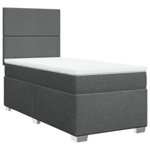 vidaXL cama box spring con colchón tela gris oscuro 90x190 cm