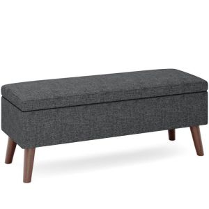 Banco baúl tapizado gris oscuro - 110x39x45 cm