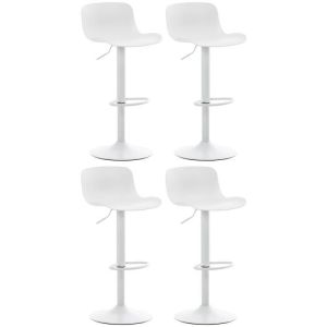 Taburetes de bar regulables - 4 uds - blanco