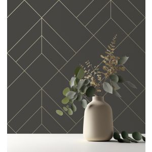 Papel pintado gaulan geométrico de rombos con líneas doradas  5.23m²