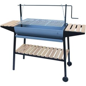 Flores cortes - 33742 - barbacoa curva con cadenas y ruedas 600 - madera