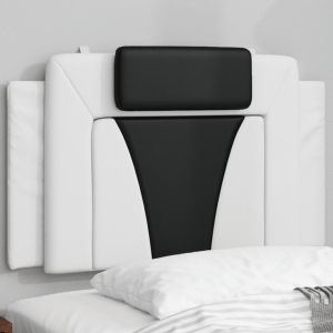 Cabecero de cama acolchado cuero sintético blanco y negro 90 cm eso5522