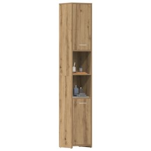 Armario de baño madera ingeniería roble artisan 30x30x183,5 cm esb6700