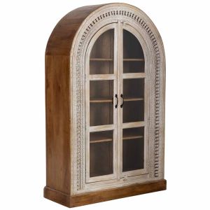 Vitrina de madera artesanal blanca 112x41x181h cm