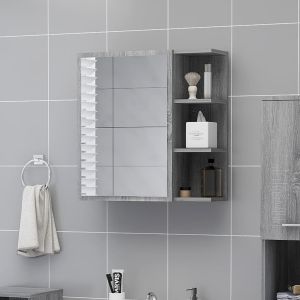 Armario y espejo baño contrachapada gris sonoma 62,5x20,5x64 cm
