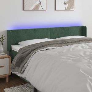 Cabecero con LED de terciopelo verde oscuro 183x16x78/88 cm eso1588