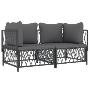 vidaXL juego muebles de jardín 2 pzas y cojines acero gris antracita